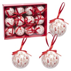 Елочные шарики "Елки" 75-271Е пластик, коробка 12 штук 7 см