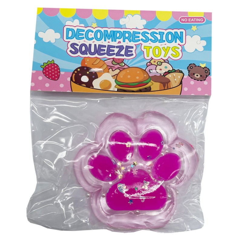 Антистрес Сквіш "М'які котячі лапки" ZB-405(Crimson) з блискітками 10 см