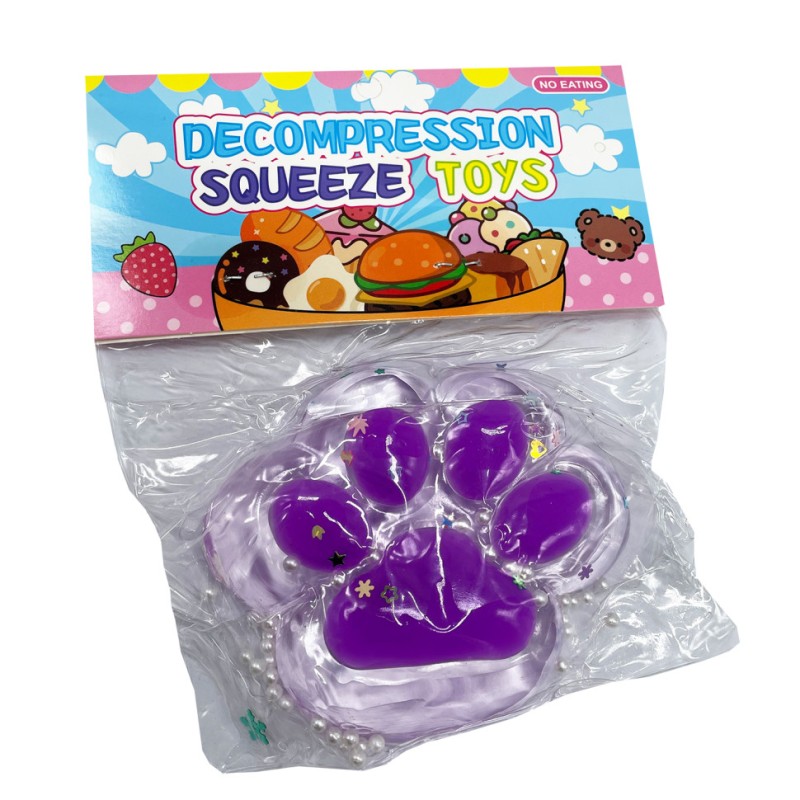 Антистрес Сквіш "М'які котячі лапки" ZB-405(Violet) з блискітками 10 см