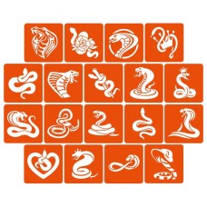 Набор трафаретов для био-папы "Змеи" snakes_5x5_18_1, 5х5 см 18 простых трафаретов