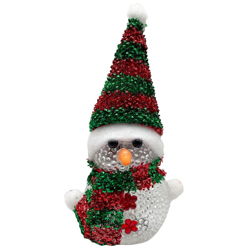 Нічник новорічний "Сніговичок" СХ-4-19 LED 15 см, зелено-червоний з блиском