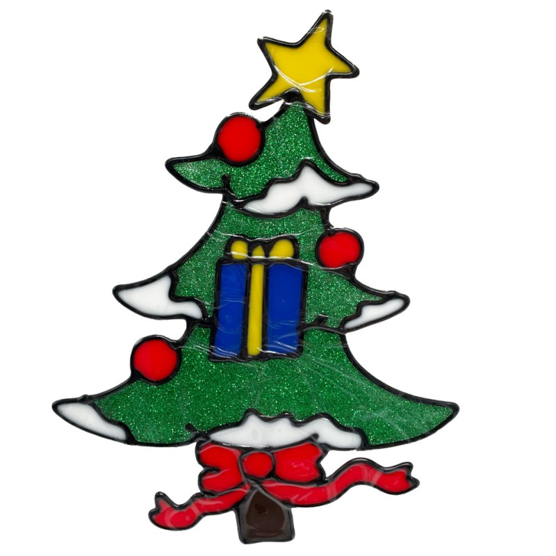 Силіконова наклейка на скло "Новорічна Ялинка" 13-63-25, 20 х 15 см