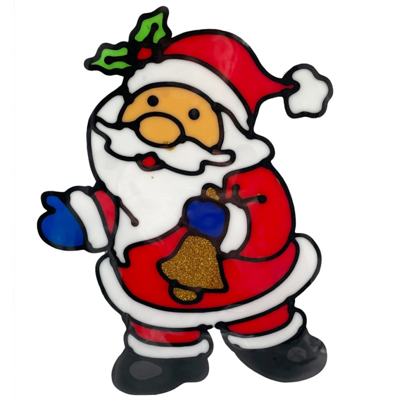 Силіконова наклейка на скло "Санта-Клаус із дзвіночком" 13-63-30, 20 х 15 см