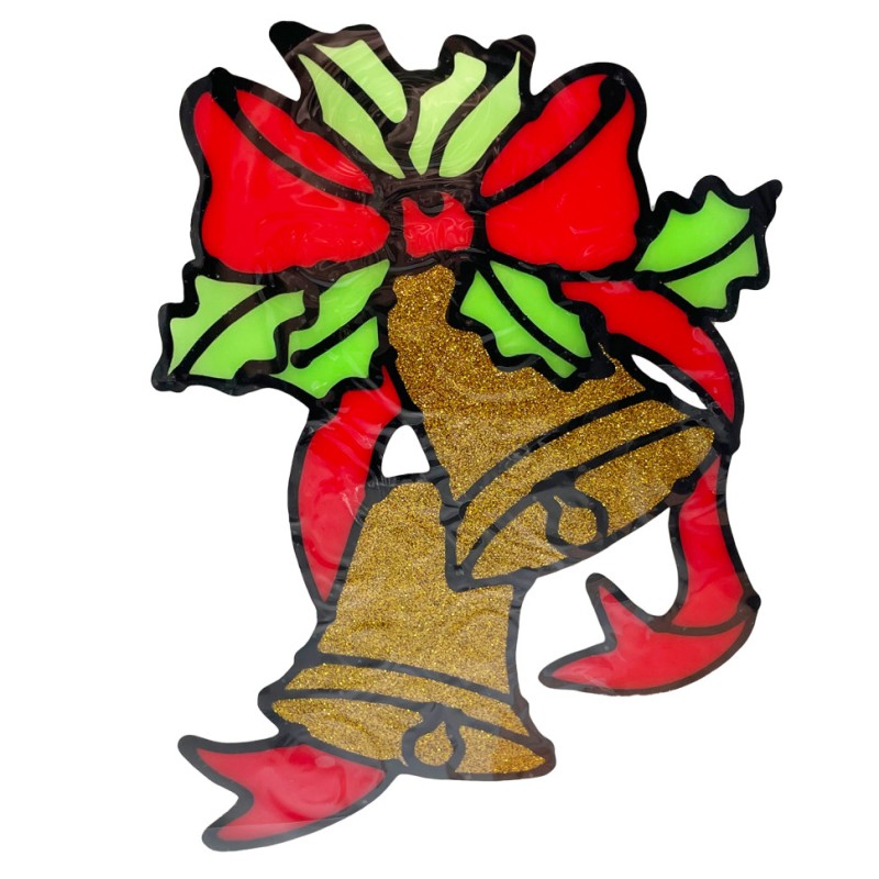 Силіконова наклейка на скло "Новорічні дзвіночки" 13-63-32, 20 х 15 см