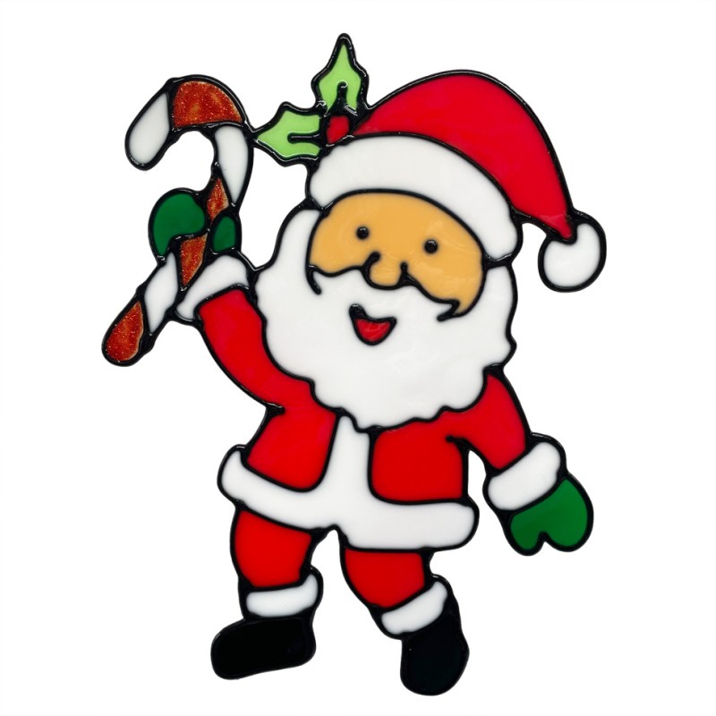 Силіконова наклейка на скло "Санта-Клаус із цукеркою" 13-63-34, 20 х 15 см