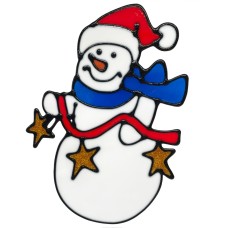 Силиконовая наклейка на стекло "Снеговик со звездой" 13-63-35,20 х 15 см