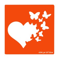 Трафарет для био-тата Сердце c034_pr-15*15см, размер 15х15см