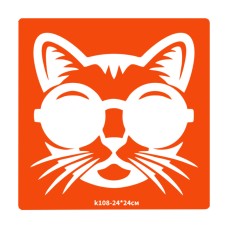 Трафарет для биотатата Котик k108-24*24см, размер 24х24см