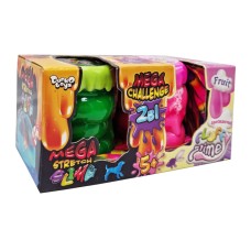 Вязкая масса "2 в 1 "Mega Stretch Slime" и "Fluffy Slime" FLS-03-01U рус Зелено-розовый