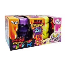 Вязкая масса "2 в 1 "Mega Stretch Slime" и "Fluffy Slime" FLS-03-01U рус Фиолетово-желтый