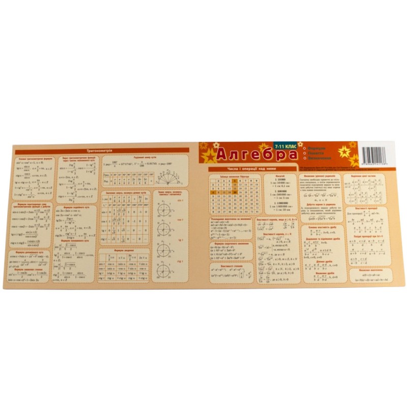 Картонка-підказка Алгебра 7-11 клас 66438