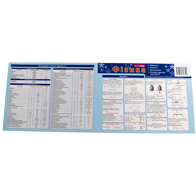Картонка-підказка Фізика 7-11 клас 66446