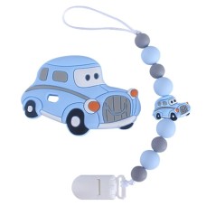 Прорезыватель WD210715 Машинка силиконовые бусы 26см Голубой