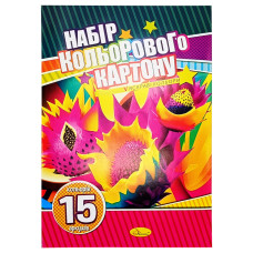 Набір кольорового картону АП-1105 А4-15, 15 аркушів, односторонній Вид 2