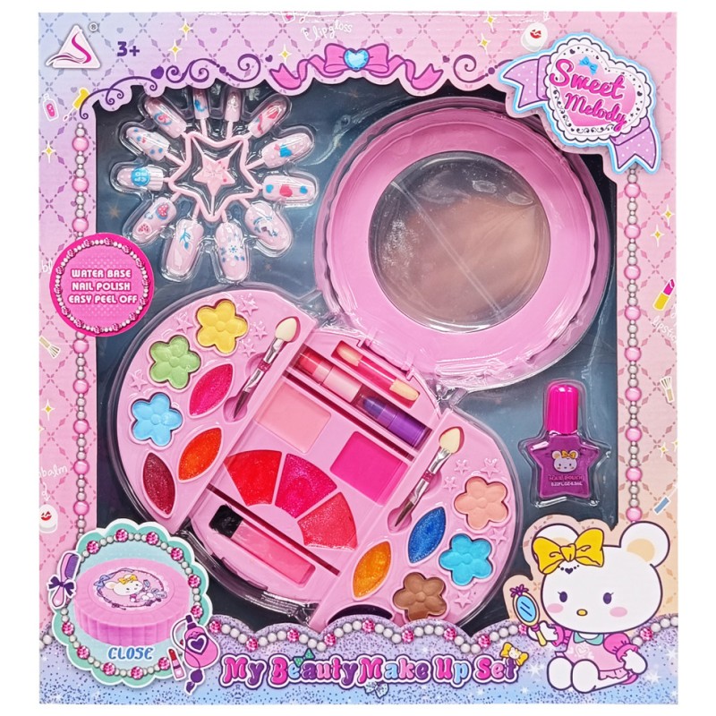 Набір дитячої косметики з дзеркальцем в коробці J-318