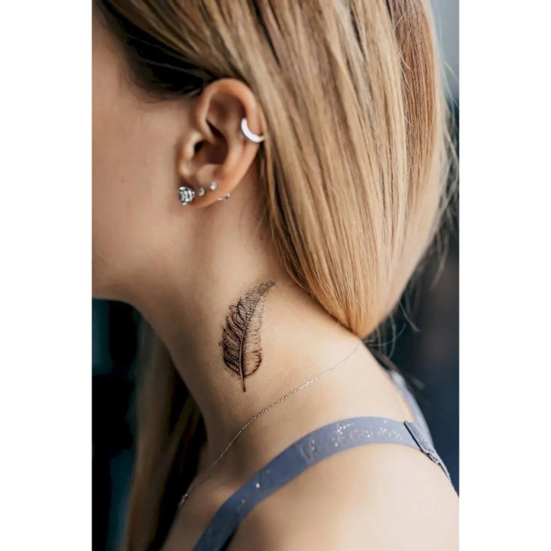 Тимчасове татуювання "Пір'я з птахами" L-15 чорний