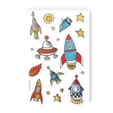 Набор временных татуировок "Ракеты" WS-A182 разноцветные