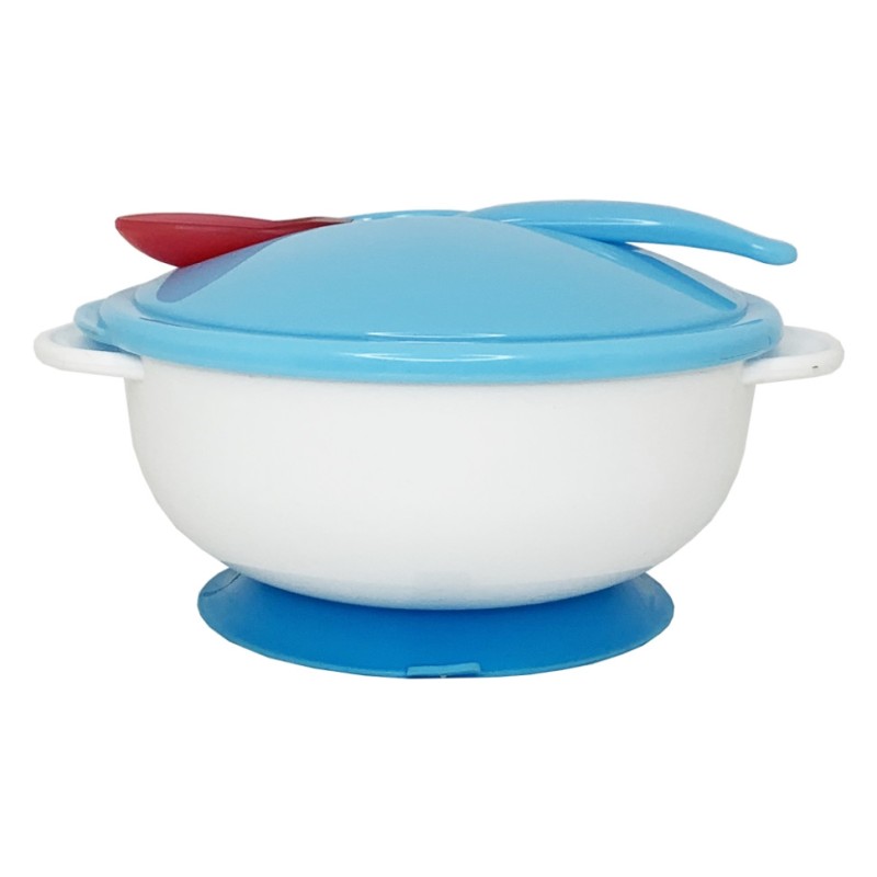 Тарілка на присосці з термоложкою та кришкою MGZ-0101(Blue) 250 мл