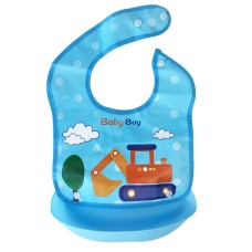 Дитячий слинявчик Трактор MGZ-0602(Blue) зі знімною кишенею