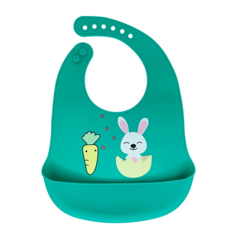 Слинявчик силіконовий "Зайчик" MGZ-0611 (Green) з кишенею