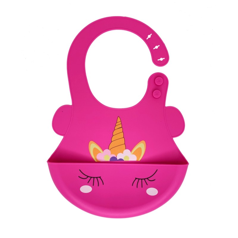 Слинявчик силіконовий "Єдиноріг" MGZ-0615(Pink) з кишенею