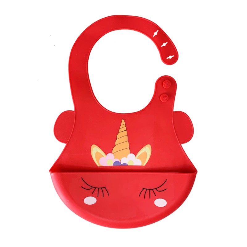 Слинявчик силіконовий "Єдиноріг" MGZ-0615(Red) з кишенею