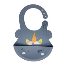 Слинявчик силіконовий "Єдиноріг" MGZ-0615(Grey) з кишенею