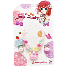 Набір дитячої біжутерії UT7006R браслет та кліпси Рожевий