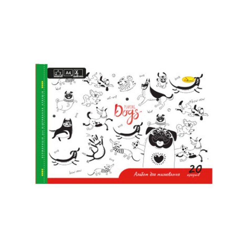 Альбом для малювання A4 "Playing Dogs" АП-0303-6 скоба з перфорацією