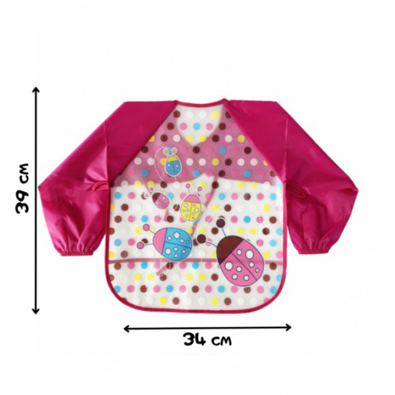Слинявчик з рукавами "Сонечка" MGZ-0610-2 червоний, клейончатий, на зав`язках