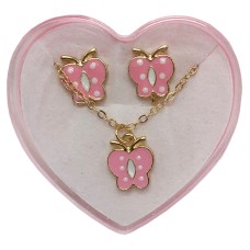 Бижутерия детская 2 в 1 "Розовые Бабочки"  B4318-2 серьги + подвеска