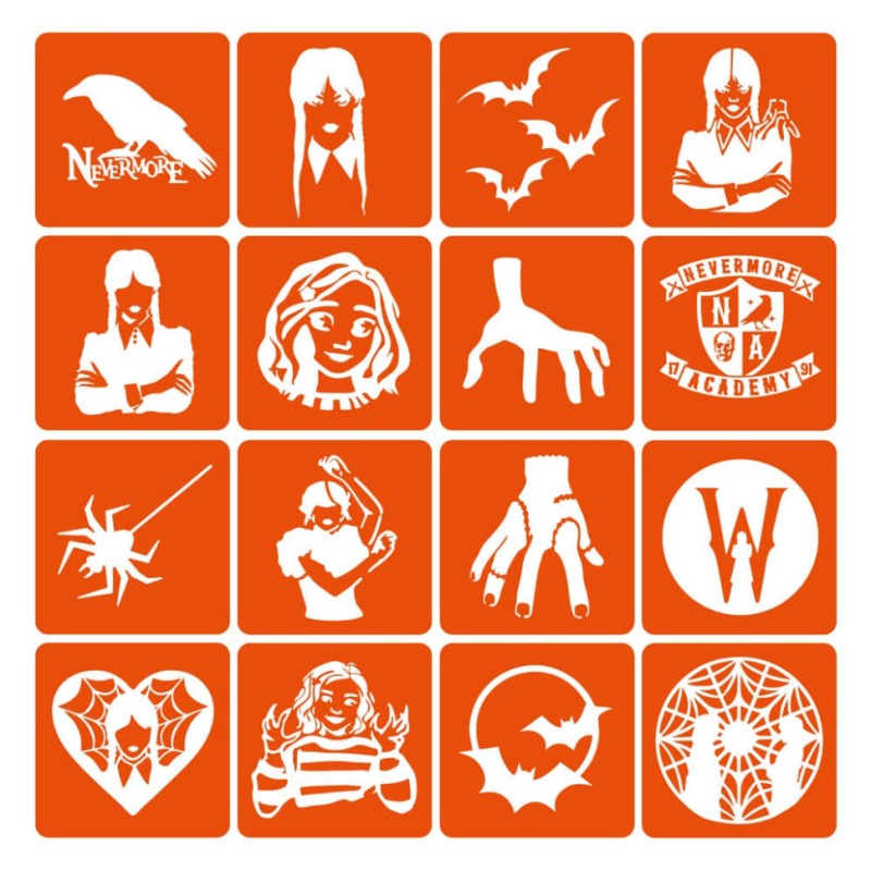 Набір трафаретів для біо-тату "Wednesday" wednesday-16