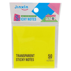 Стікери прозорі для нотаток Р71-1, 50 аркушів, 76 х 76 мм   Жовтий