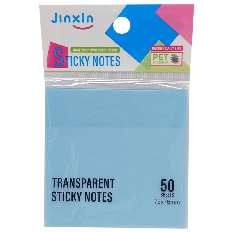 Стікери прозорі для нотаток Р71-2, 50 аркушів, 76 х 76 мм Блакитний