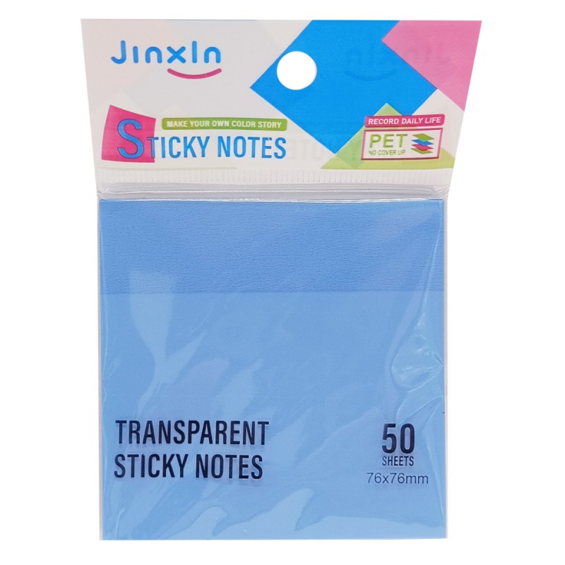 Стікери прозорі для нотаток Р71-2, 50 аркушів, 76 х 76 мм Синій