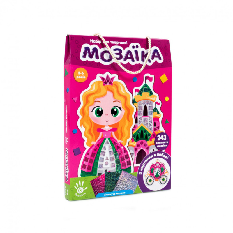Дитячий набір для творчості «Блискуча мозаїка. Принцеса» VT4511-05, 243 м'яких наклейки