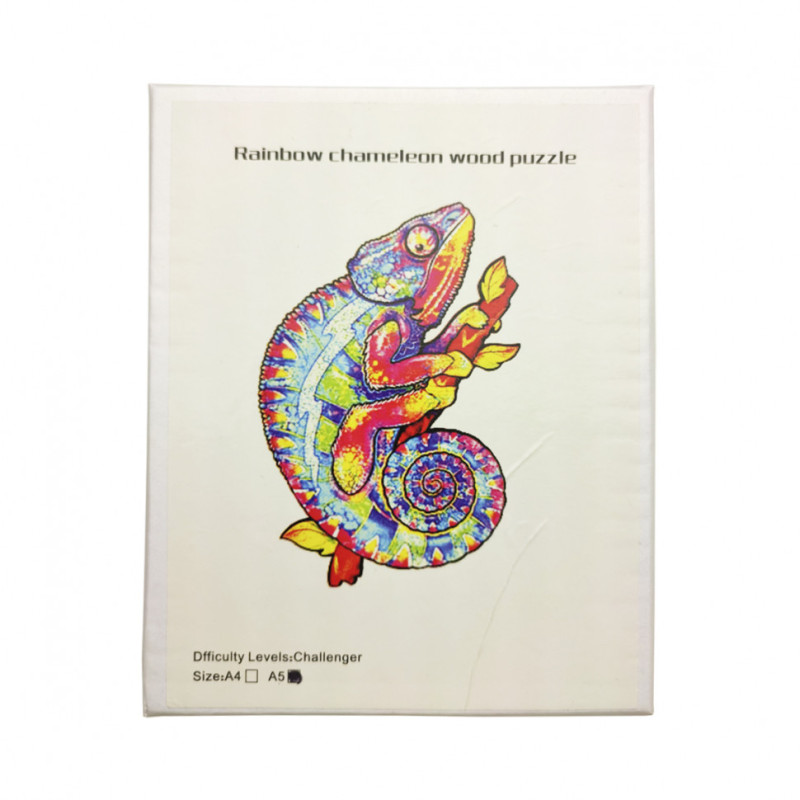 Дерев'яні Пазли "Тварини" MD 2842 розмір А-5 Хамелеон