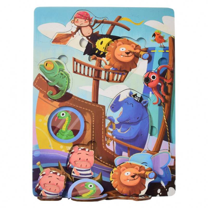 Дерев'яна Рамка-вкладиш MD 1550 30-23-0,5 см Тварини пірати