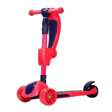 Самокат дитячий 3-х колісний HS2012 (RL7T) з сидінням, колеса PU, що світяться.  Червоний