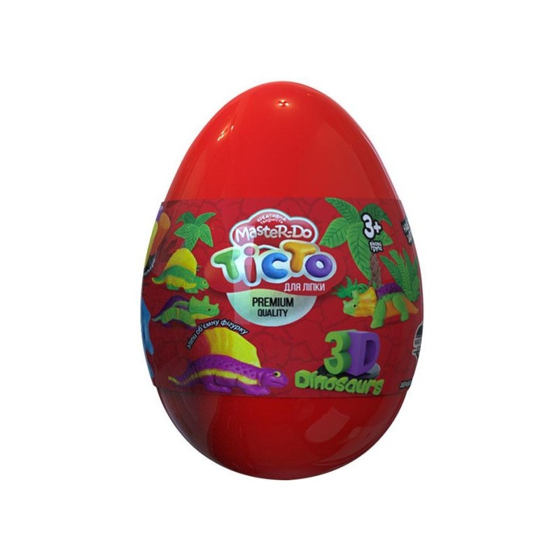 Набір креативної творчості "Тісто для ліплення Master Do" Dinosaurs EGGS ТМD-08-01U Червоний