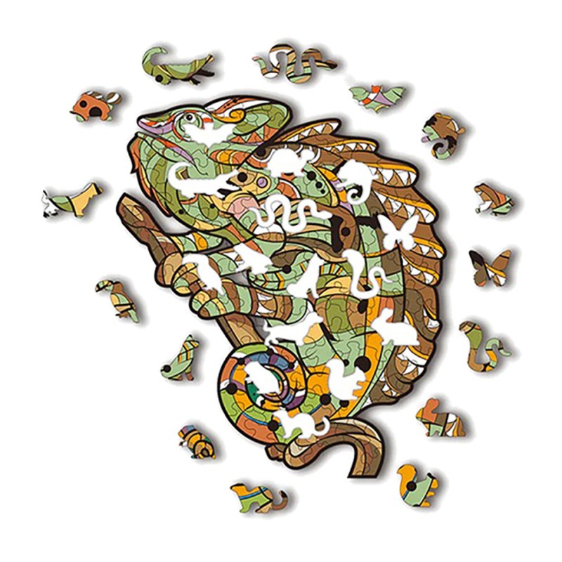 Дерев'яна іграшка Пазли Bambi MD 1724 у пеналі Хамелеон