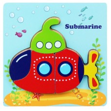 Дерев'яна іграшка Пазли Bambi Транспорт MD 2925, 15х15 см Субмарина