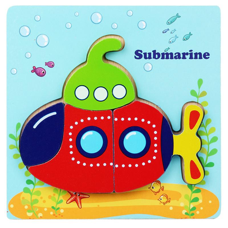 Дерев'яна іграшка Пазли Bambi Транспорт MD 2925, 15х15 см Субмарина