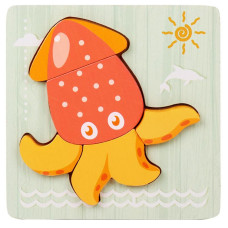 Дерев'яна іграшка Пазли Bambi Морські тварини MD 2925, 15х15 см Кальмар