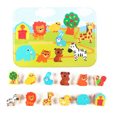 Деревянная игрушка Шнуровка Bambi MD 2334 в металлическом пенале Дикие животные