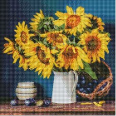 Алмазна мозаїка  "Яскраві соняшники" Ідейка AMO7417 40х40 см