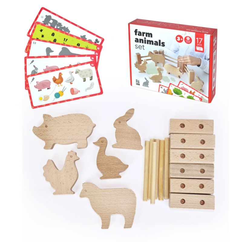 Дерев'яний ігровий набір "Фігурки тварин" Igroteco 900521, 17 деталей