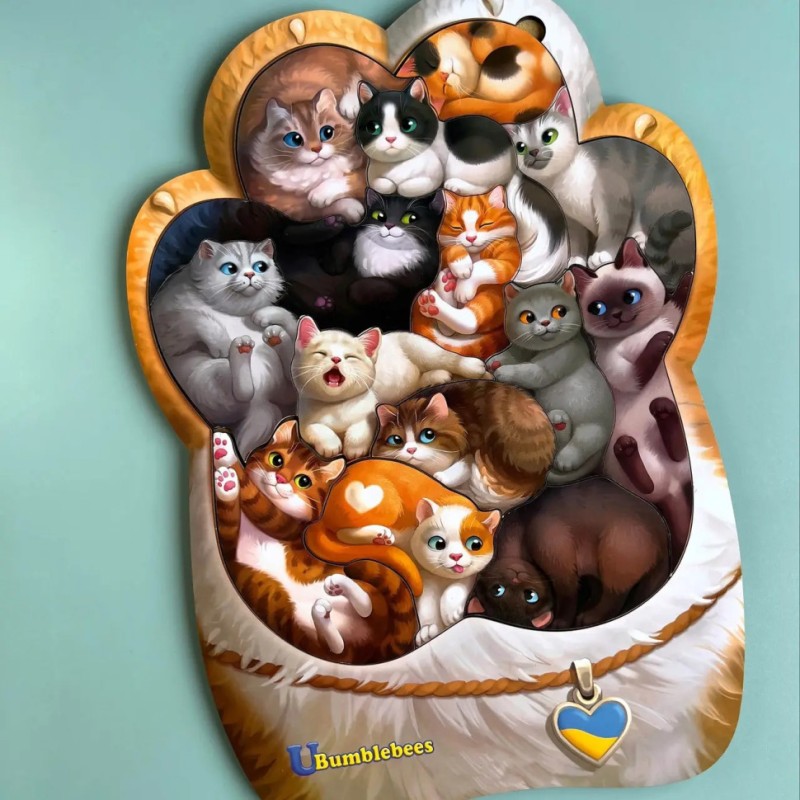 Дерев'яний пазл-вкладиш "Котики-муркотики" Ubumblebees (ПСФ133) PSF133