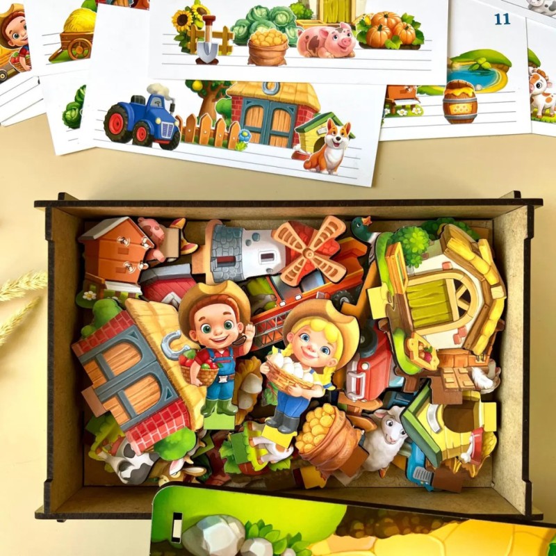 Настільна розвиваюча гра "Панорама: ферма" Ubumblebees (ПСФ130) PSF130 з картками