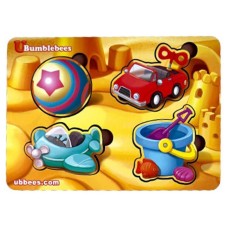 Дерев'яний пазл-вкладиш "Іграшки-1" Ubumblebees (ПСФ116) PSF116 фон із підказкою
